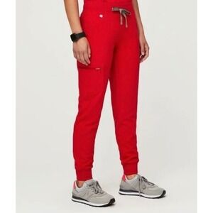 FIGS Zamora Jogger Scrub Pants Red Womens XS Petite Technical Collection